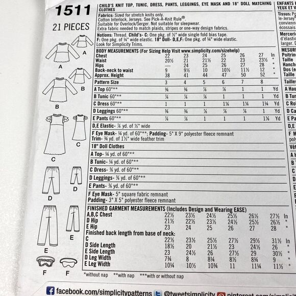 Simplicity 1511 Sewing Pattern Girls Clothing Sz 3-8 & 18 Inch Doll UNCUT FF - Picture 4 of 9